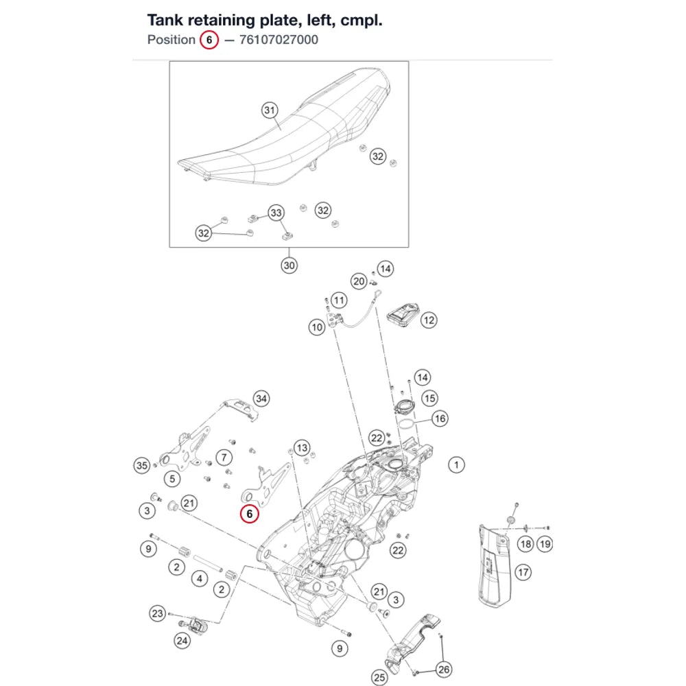 Tank retaining plate, left, cmpl.