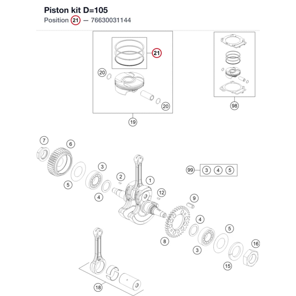 Piston kit D=105