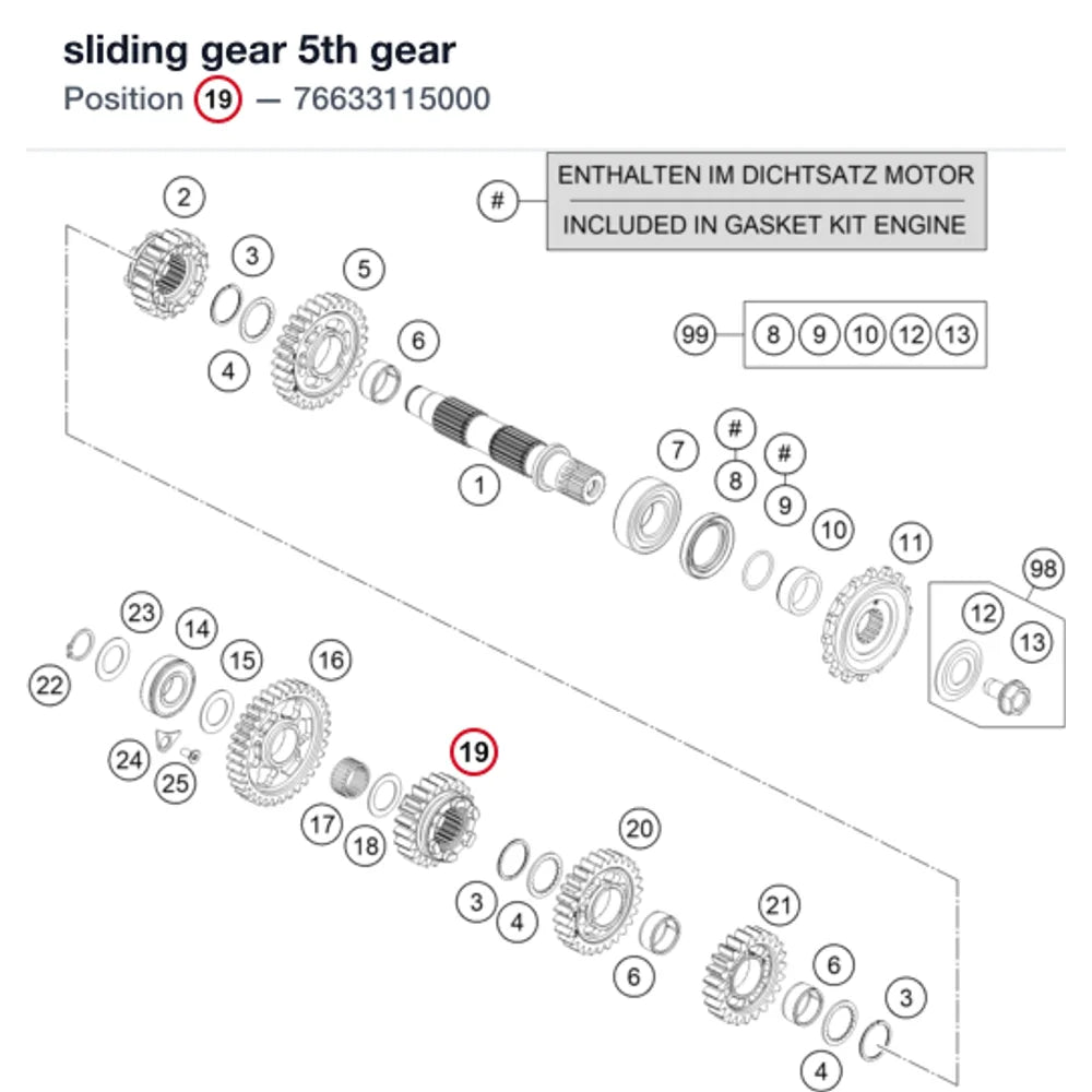 sliding gear 5th gear