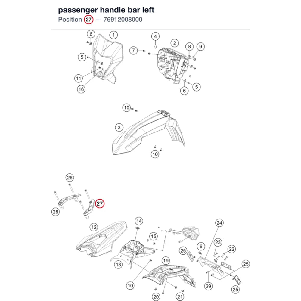 passenger handle bar left