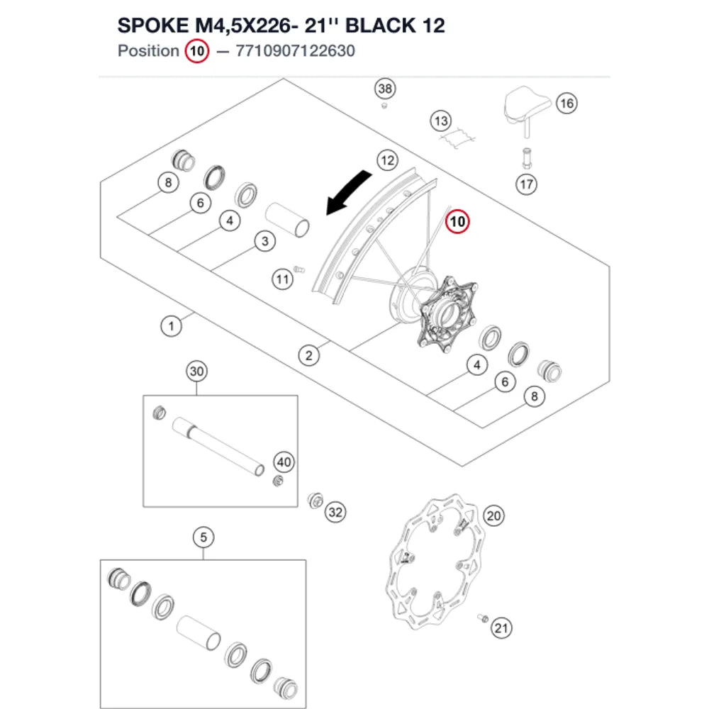 SPOKE M4,5X226- 21'' BLACK 12