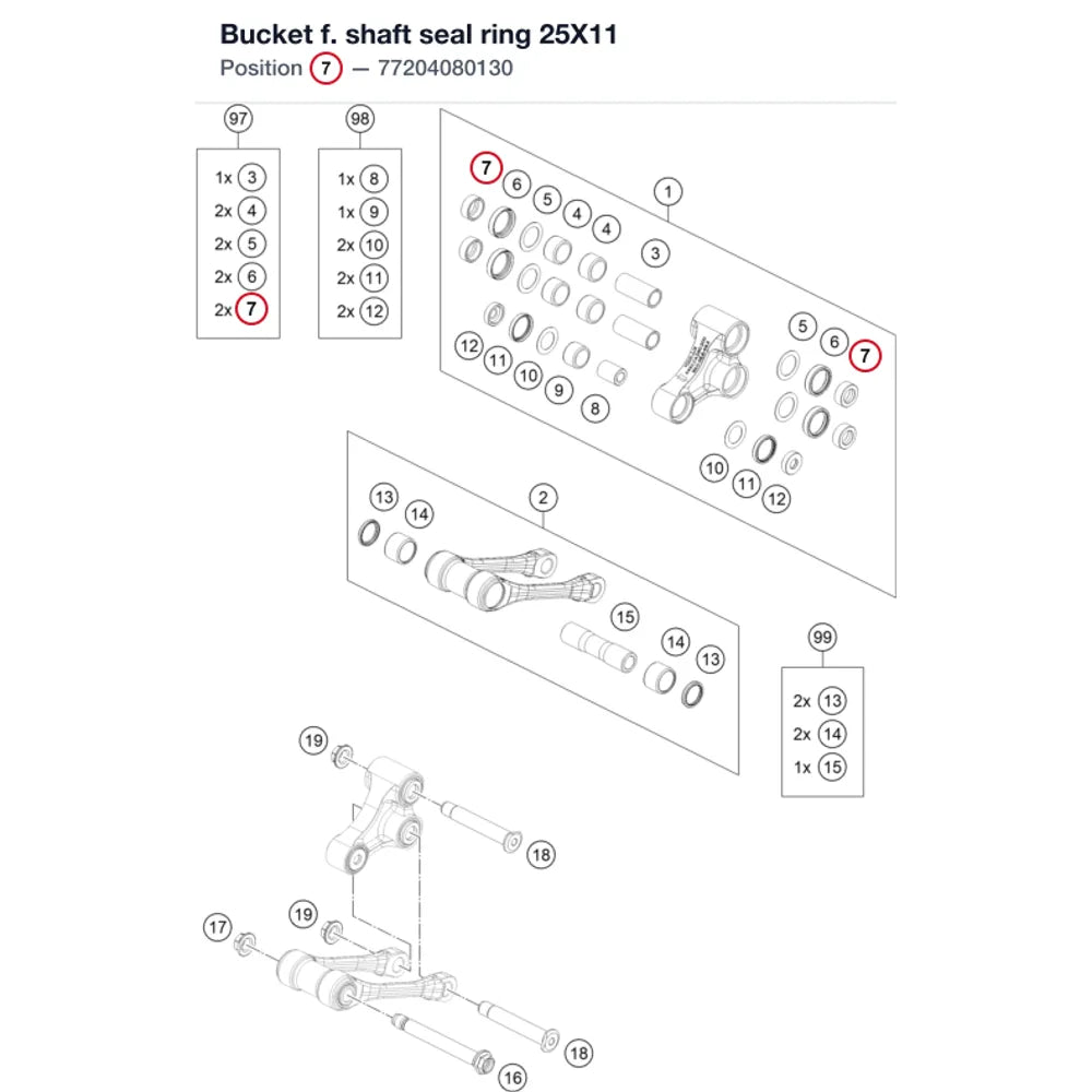 Bucket f. shaft seal ring 25X11