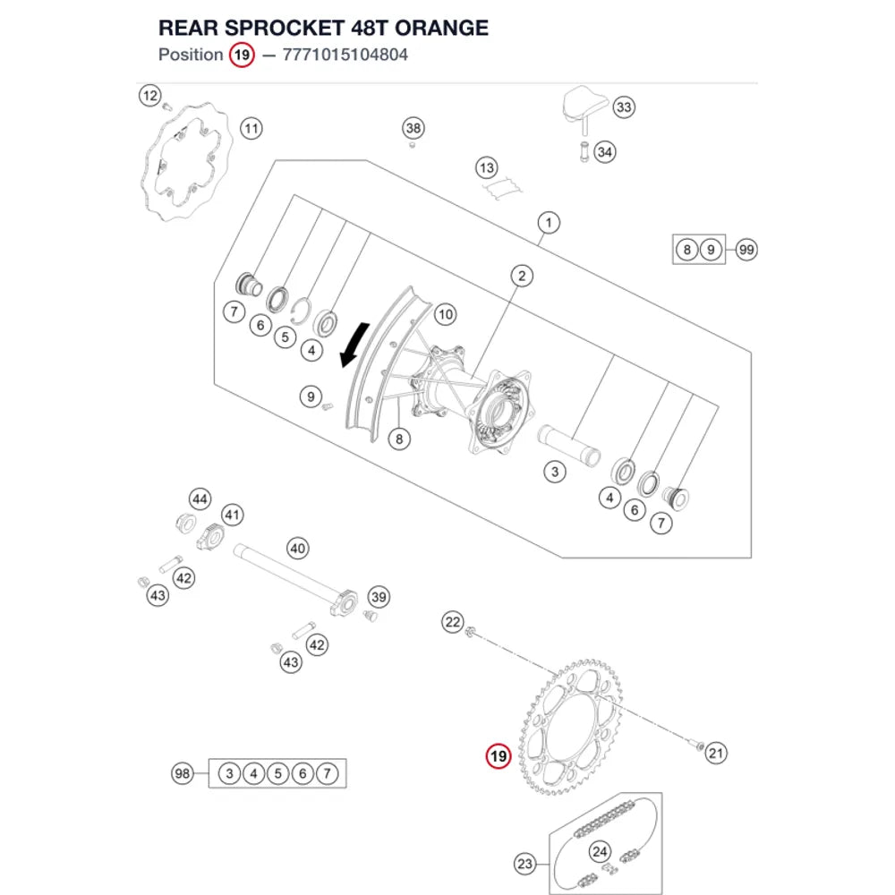 REAR SPROCKET 48T ORANGE