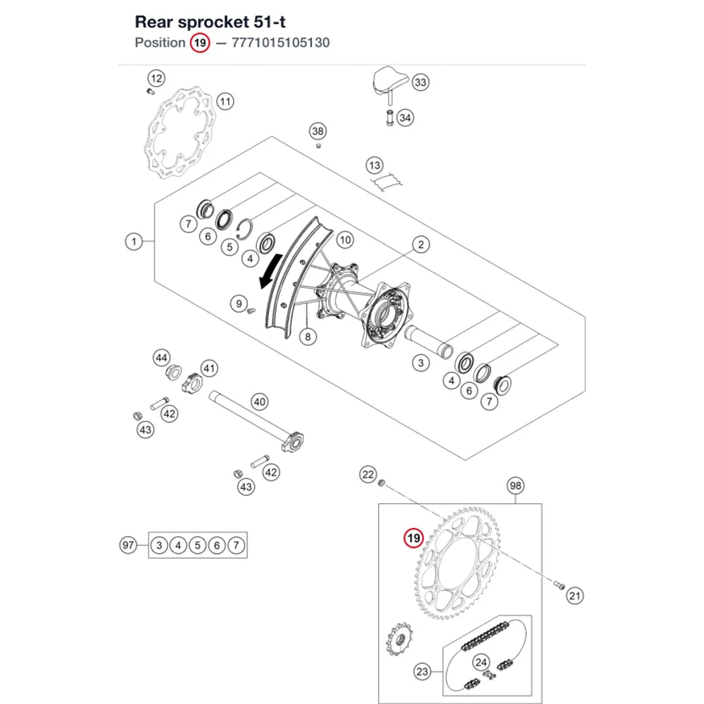 Rear sprocket 51-t