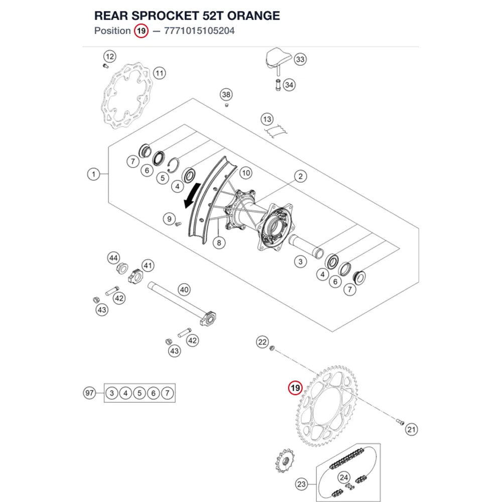 REAR SPROCKET 52T ORANGE