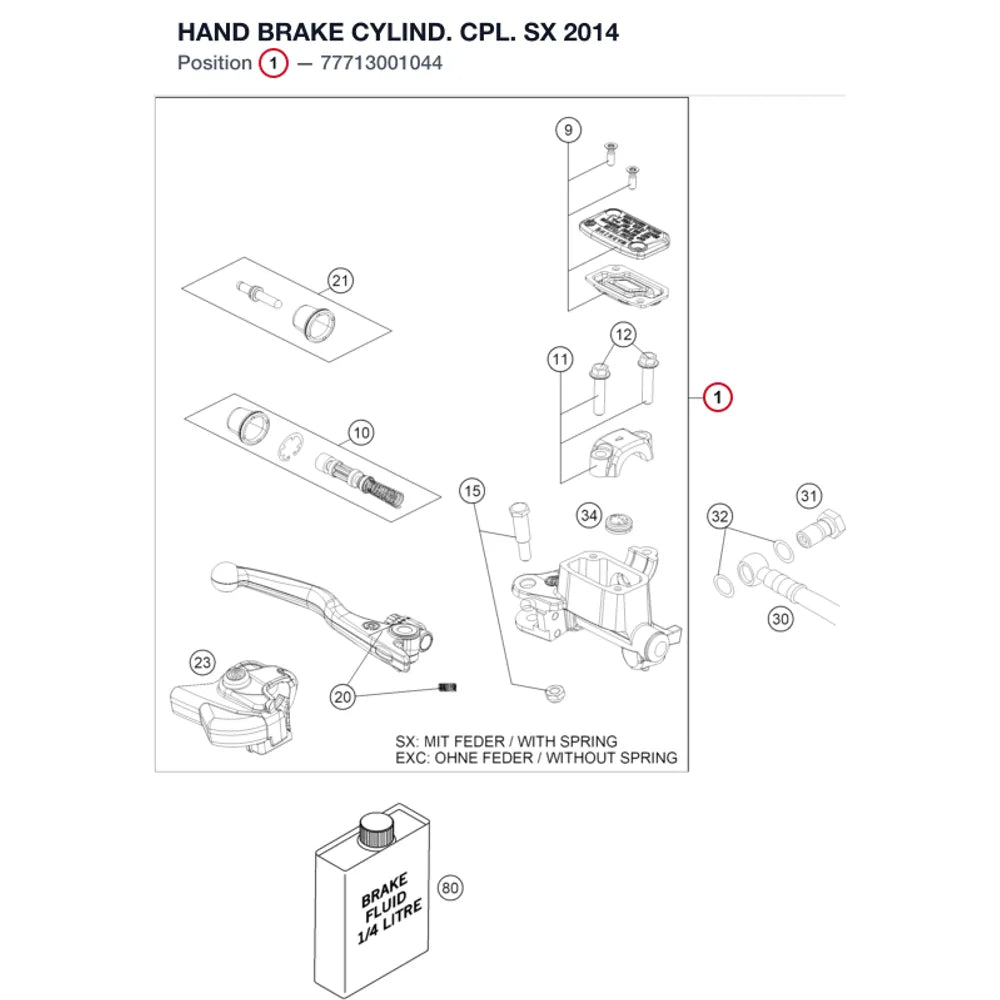 HAND BRAKE CYLIND. CPL. SX 2014