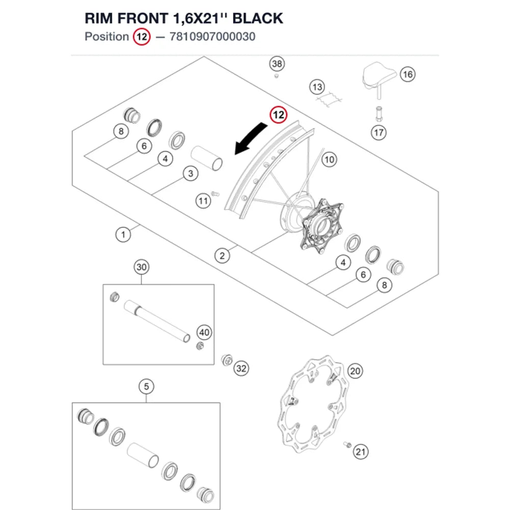 RIM FRONT 1,6X21''  BLACK