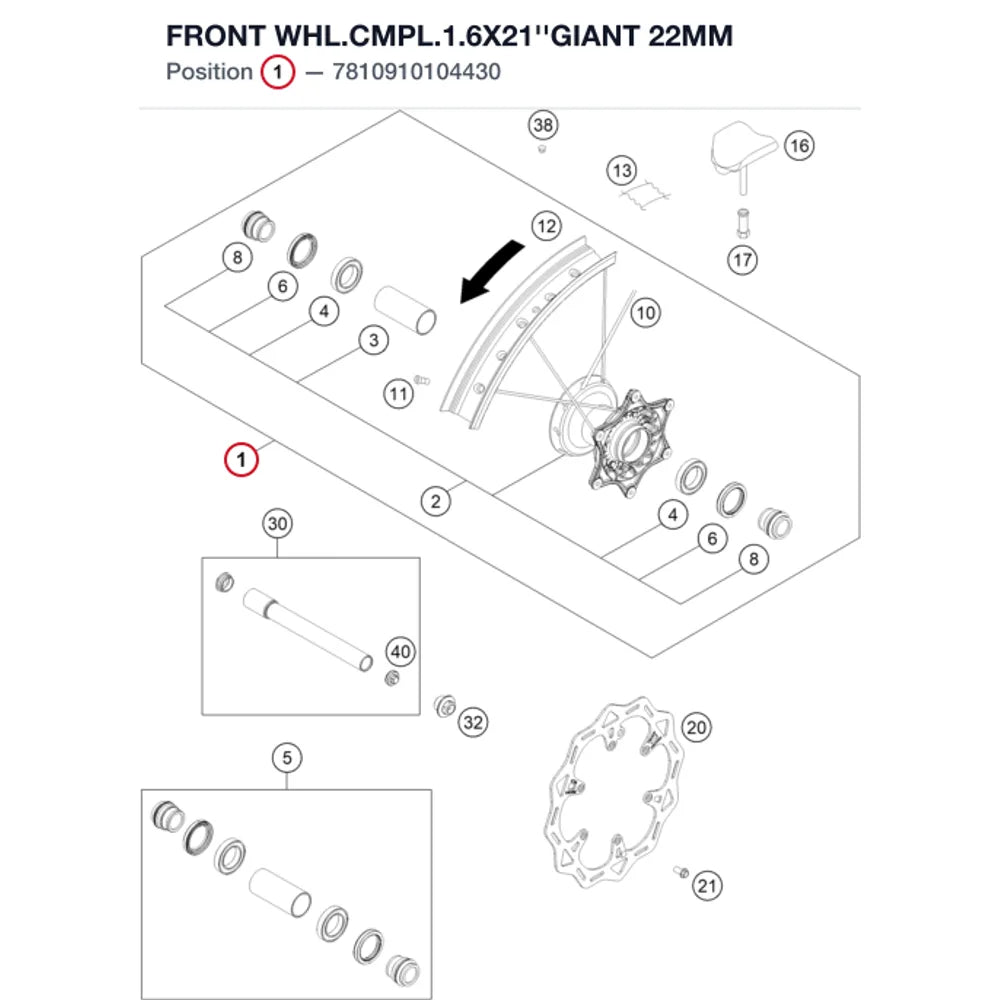 FRONT WHL.CMPL.1.6X21''GIANT 22MM