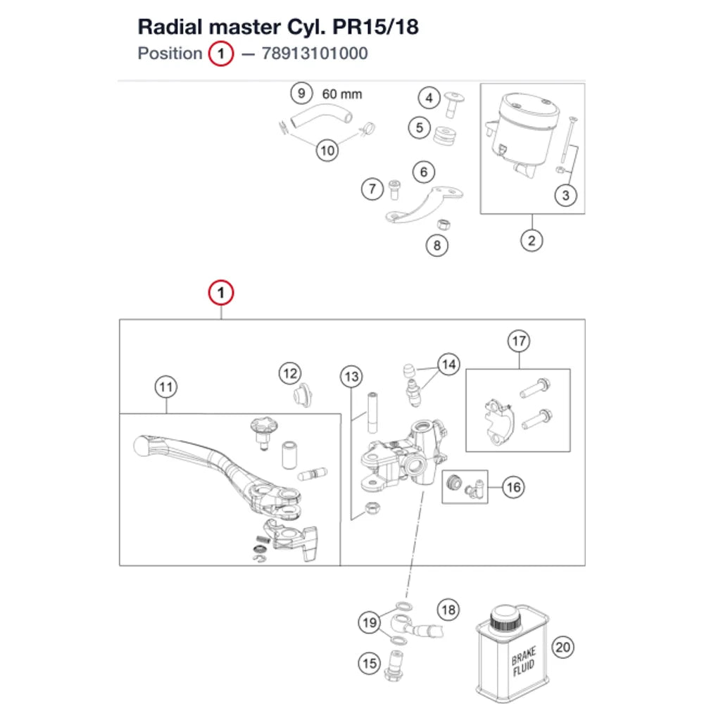 Radial master Cyl. PR15/18