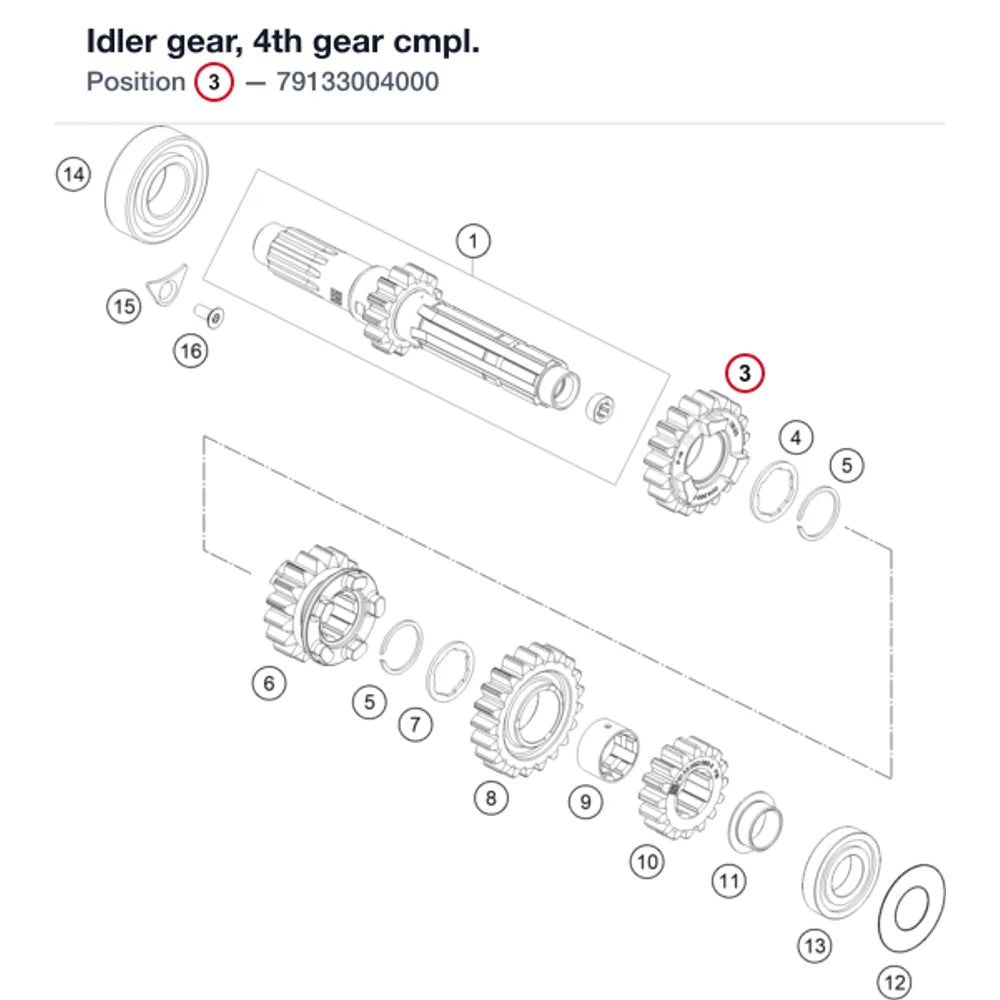Idler gear, 4th gear cmpl.
