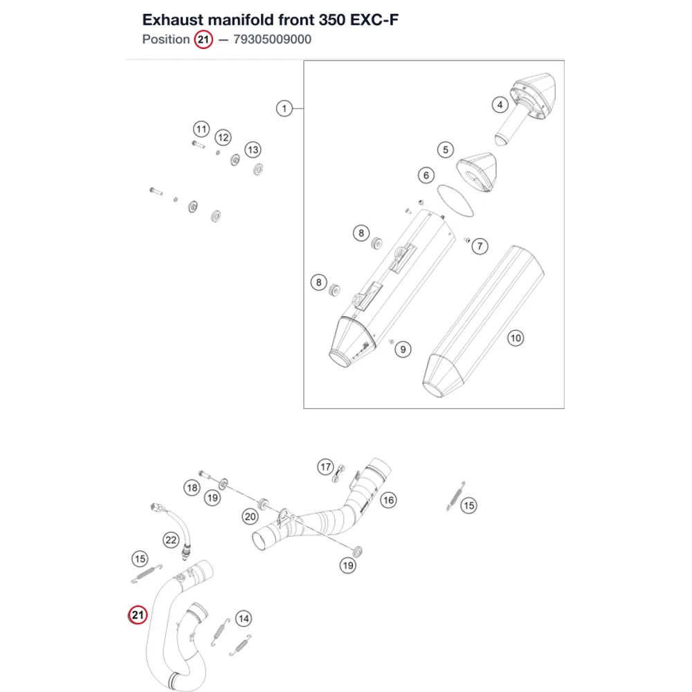 Exhaust manifold front 350 EXC-F