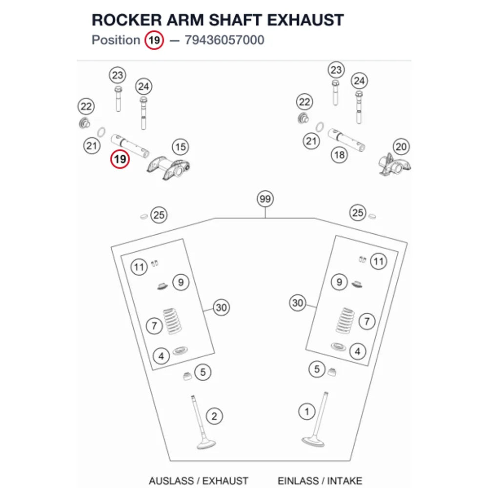 ROCKER ARM SHAFT EXHAUST