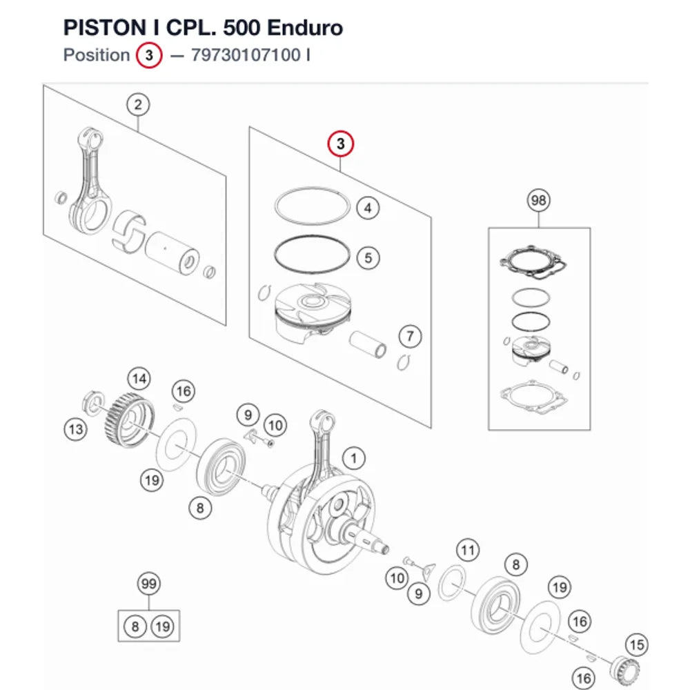 PISTON I CPL. 500 Enduro