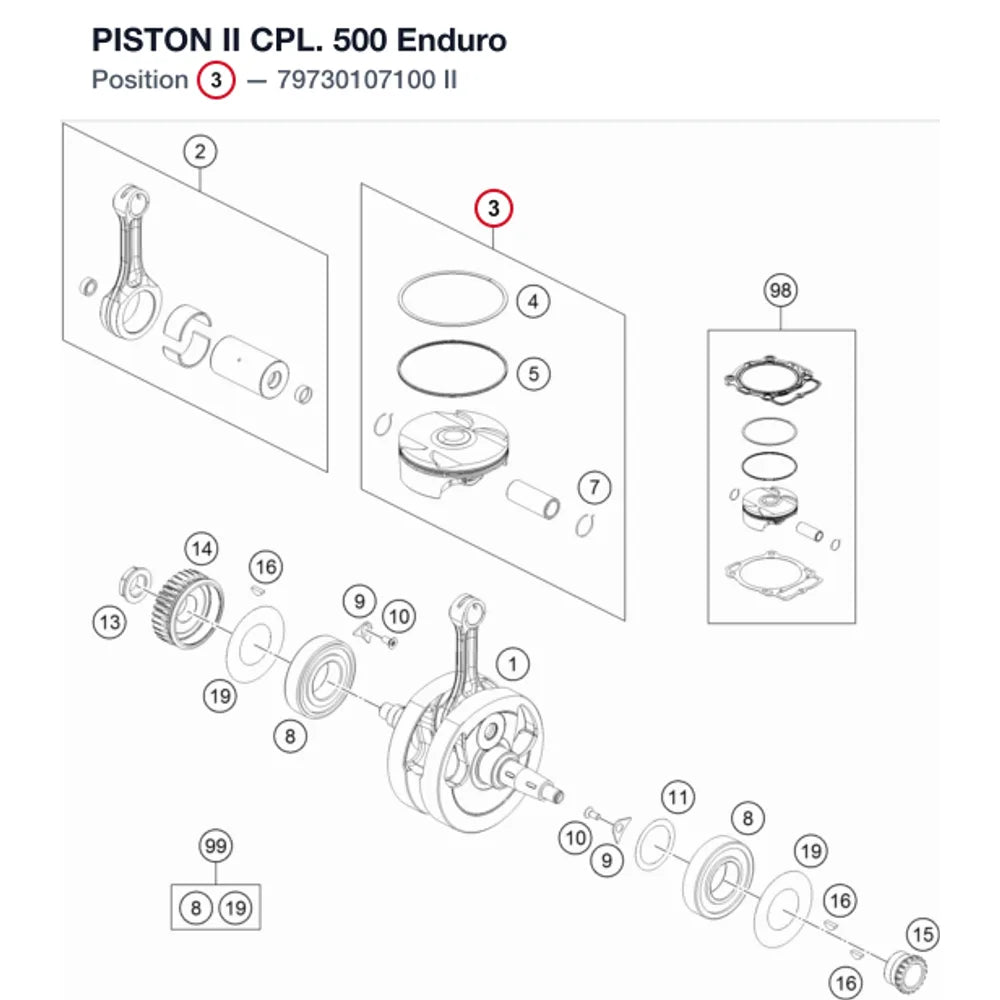 PISTON II CPL. 500 Enduro
