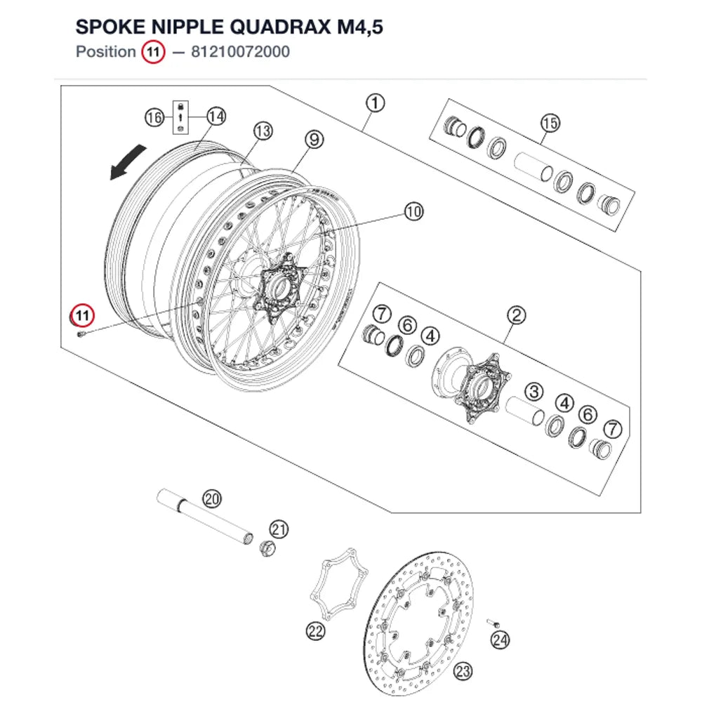 SPOKE NIPPLE QUADRAX M4,5