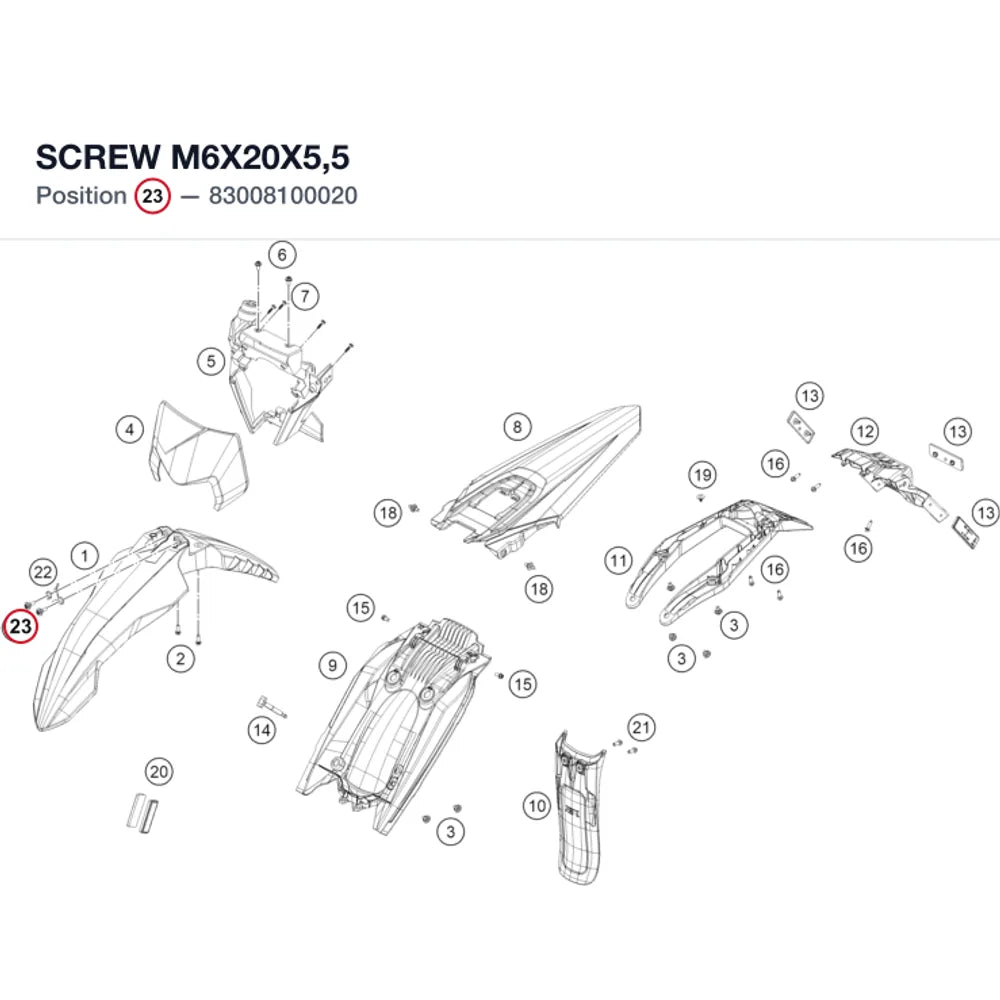 SCREW M6X20X5,5
