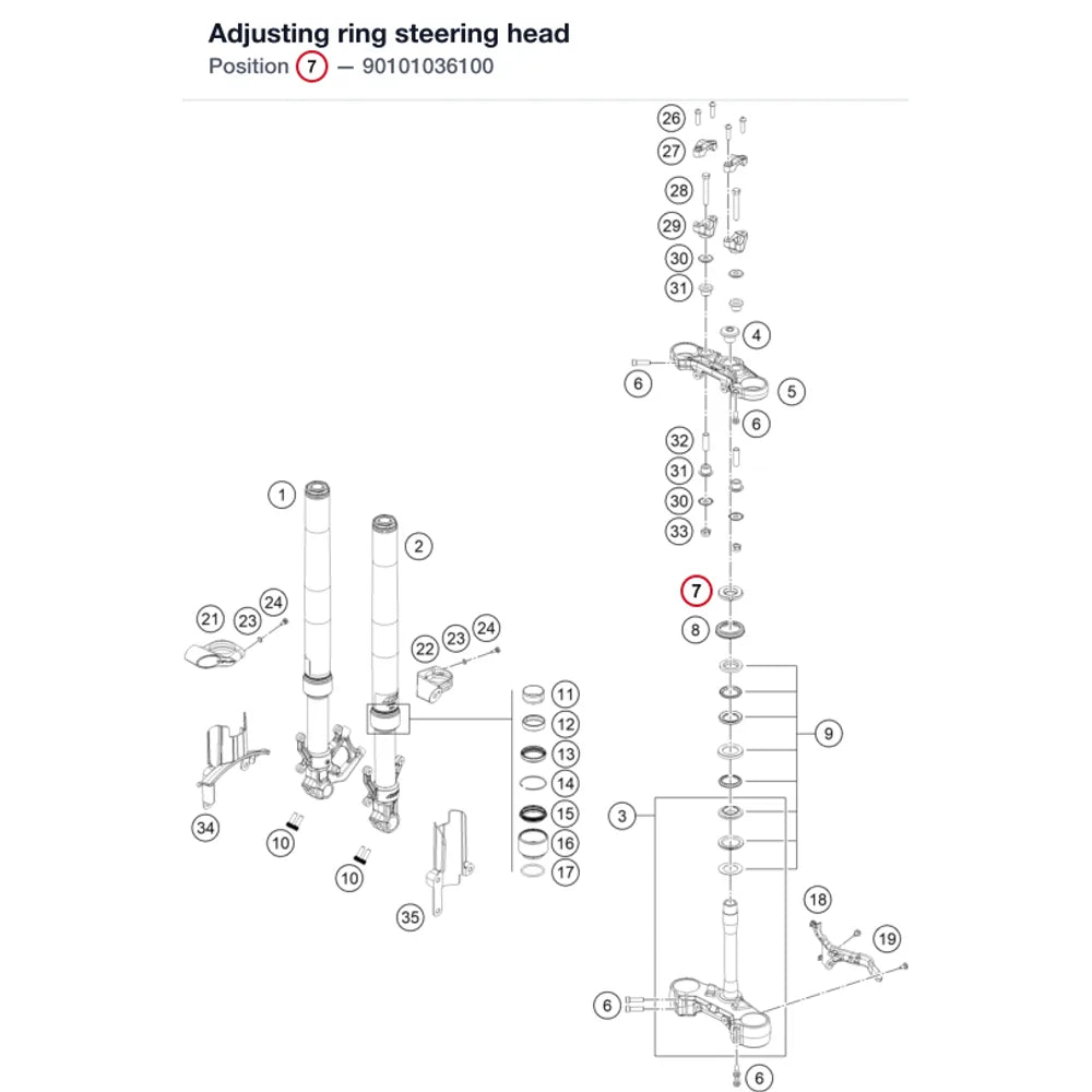 Adjusting ring steering head