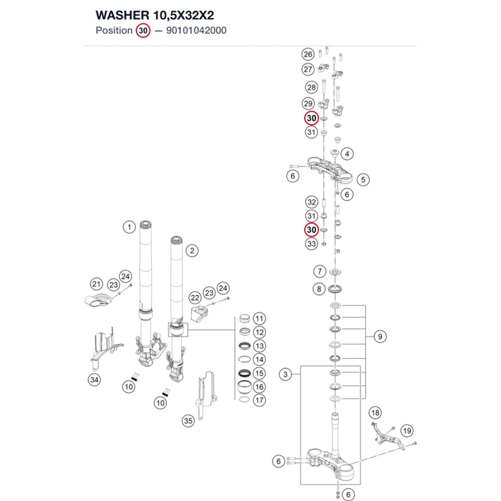 WASHER 10,5X32X2