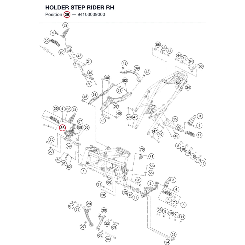 HOLDER STEP RIDER RH