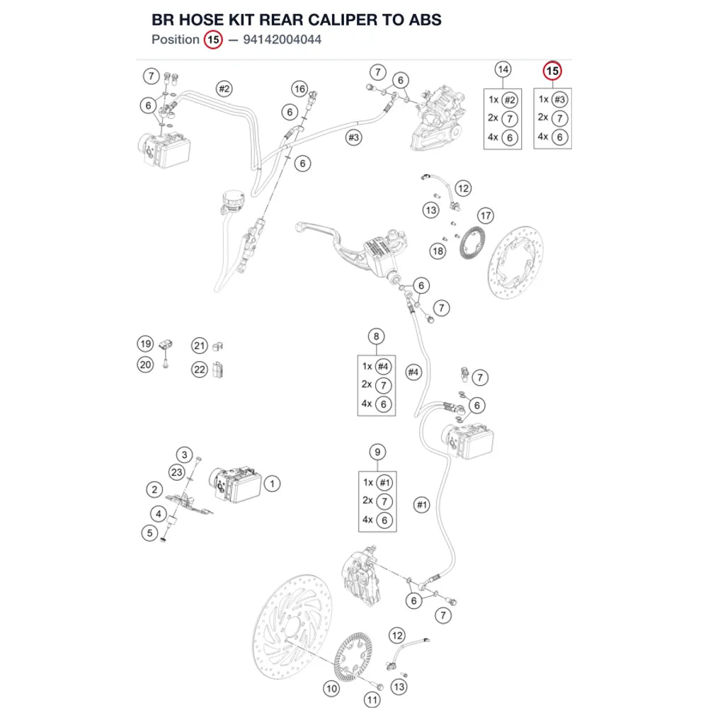 BR HOSE KIT REAR CALIPER TO ABS