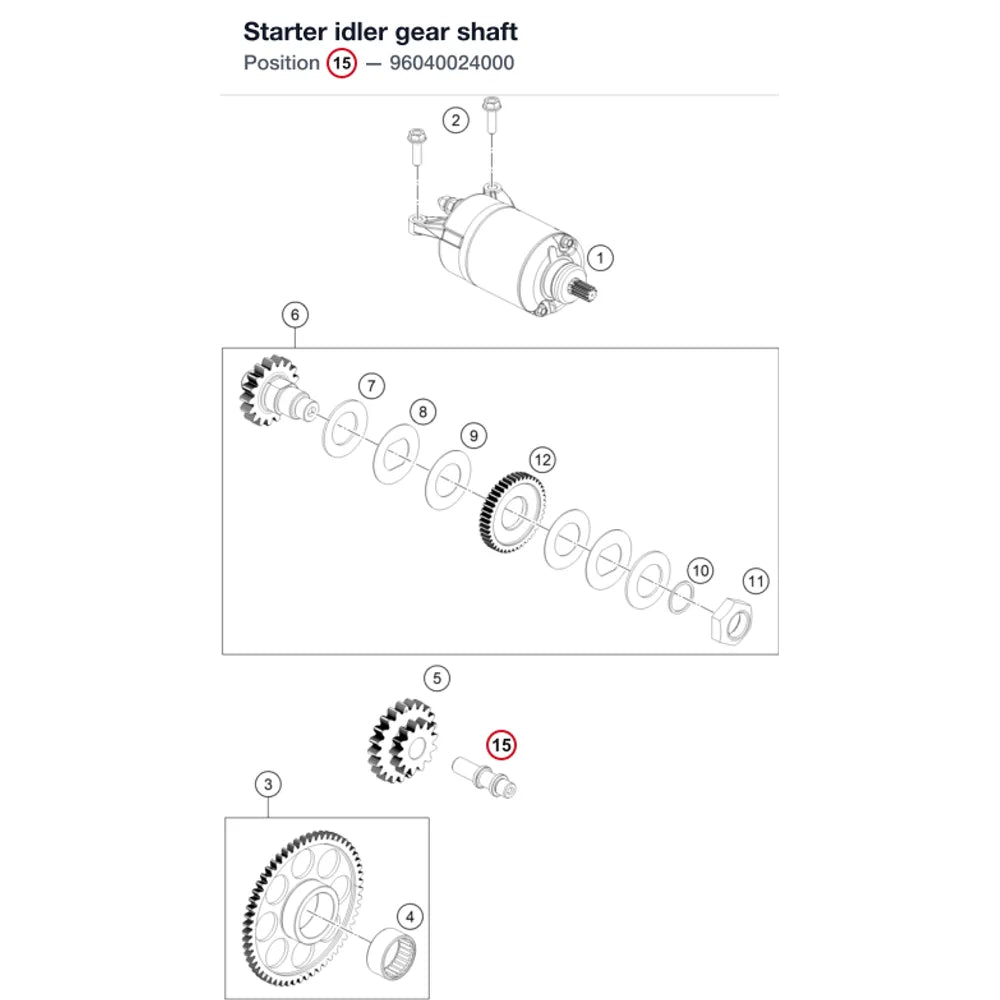 Starter idler gear shaft