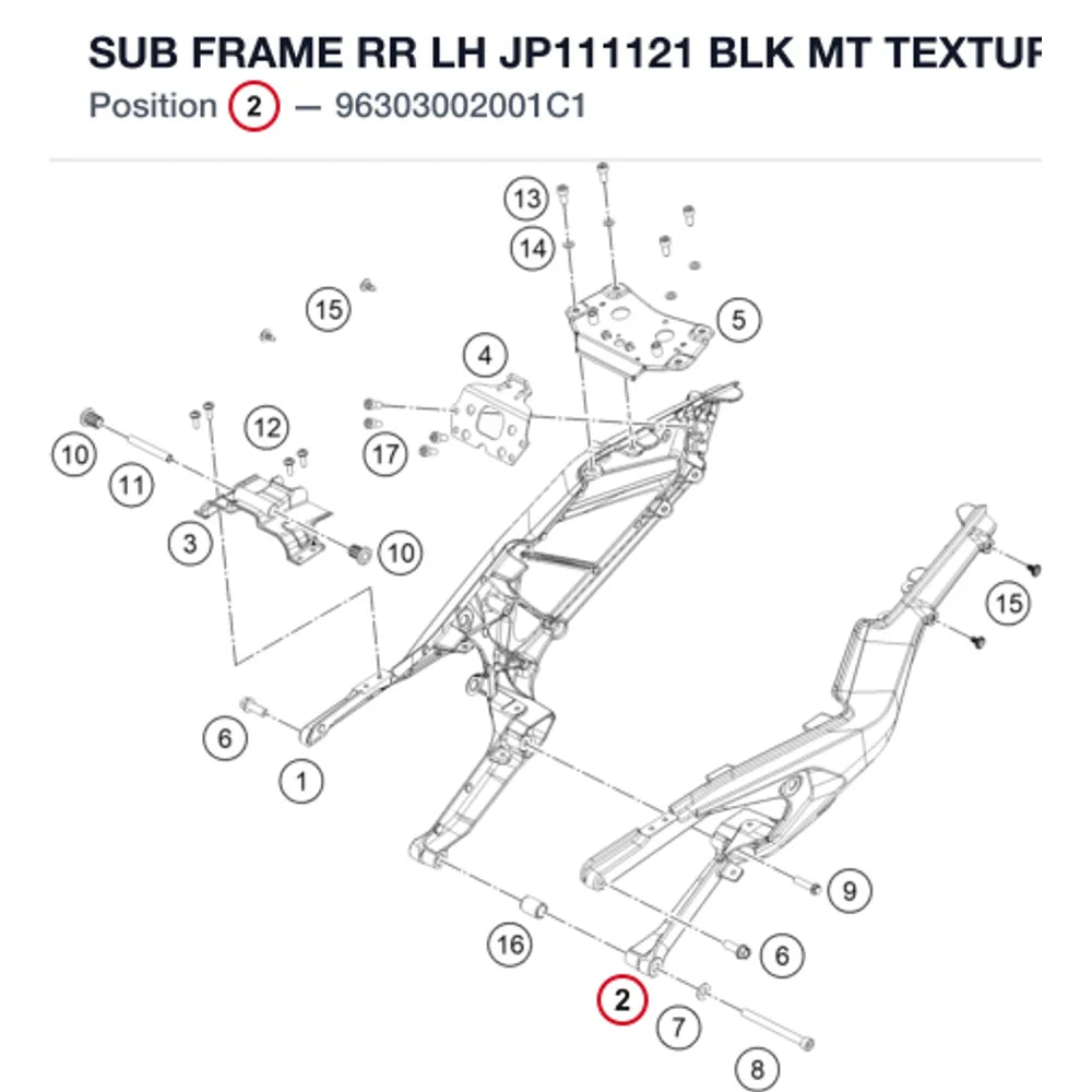 SUB FRAME RR LH JP111121 BLK MT TEXTURED