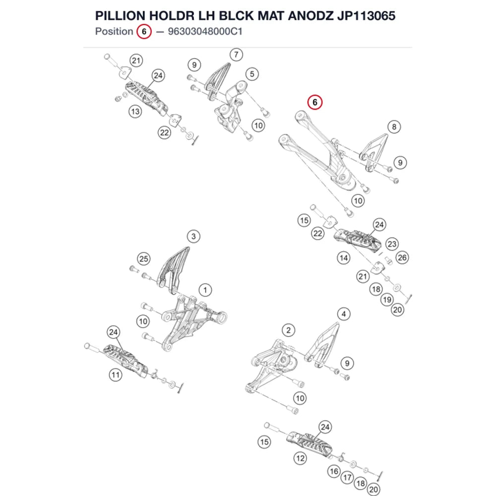 PILLION HOLDR LH BLCK MAT ANODZ JP113065