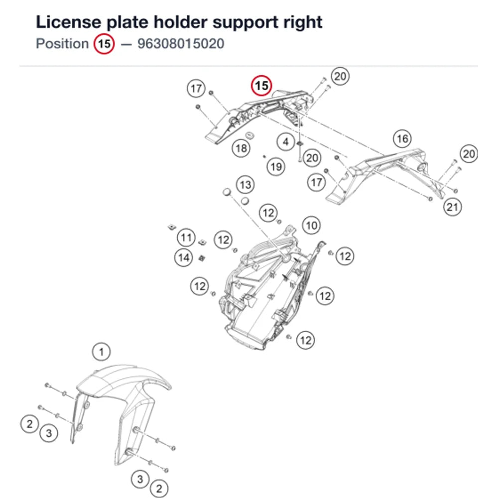 License plate holder support right