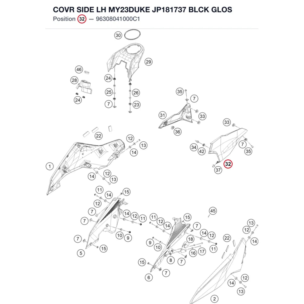COVR SIDE LH MY23DUKE JP181737 BLCK GLOS