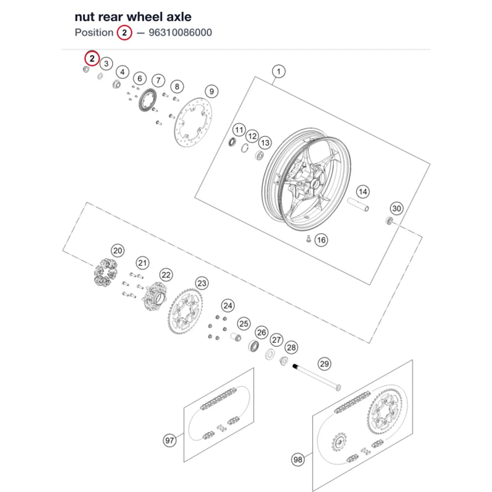 nut rear wheel axle