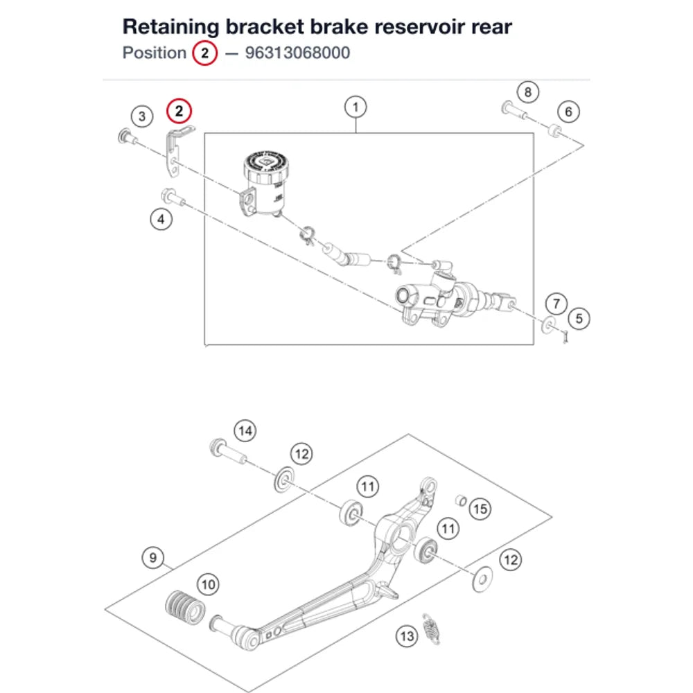 Retaining bracket brake reservoir rear
