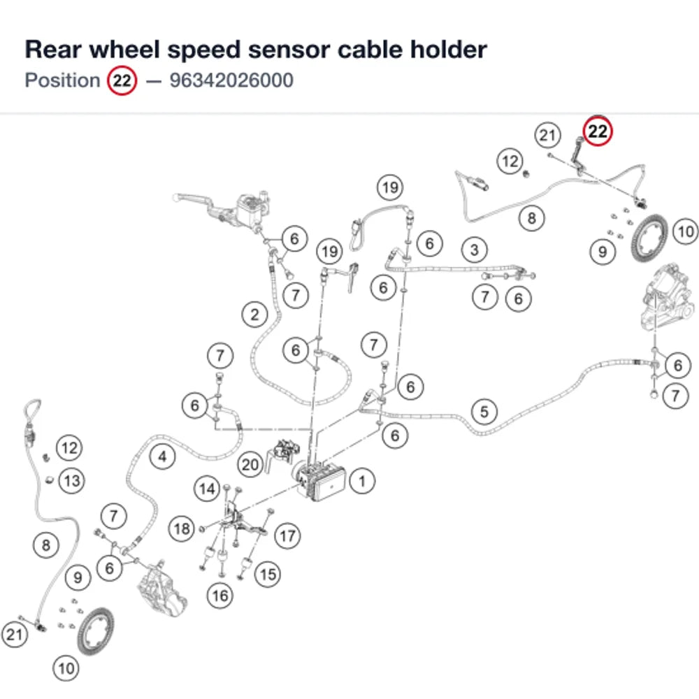 Rear wheel speed sensor cable holder