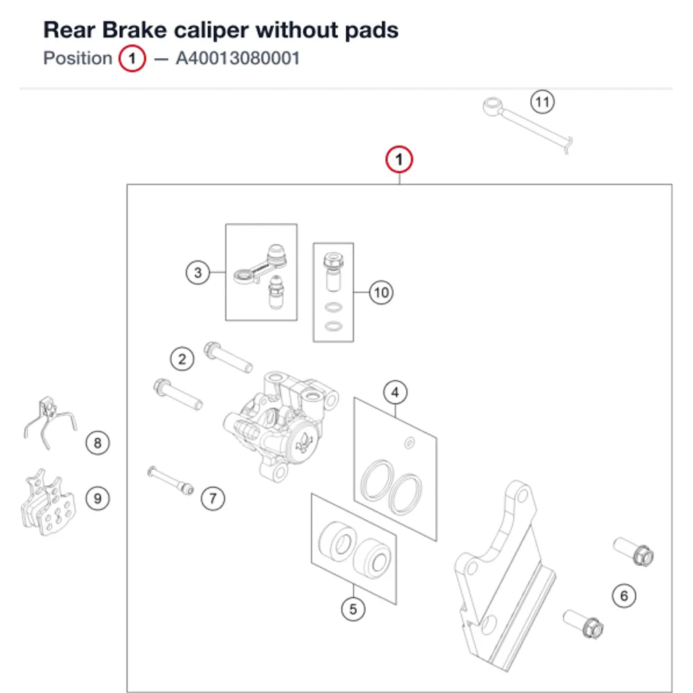 Rear Brake caliper without pads