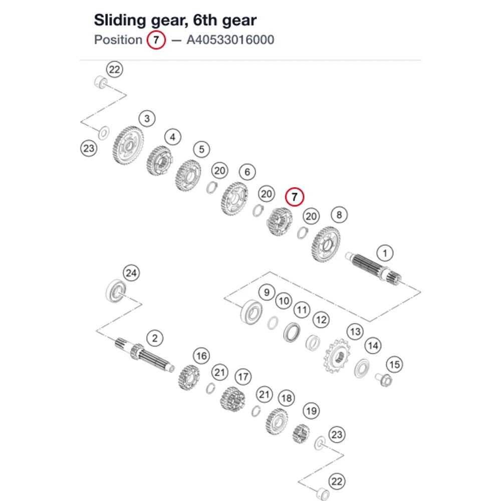Sliding gear, 6th gear