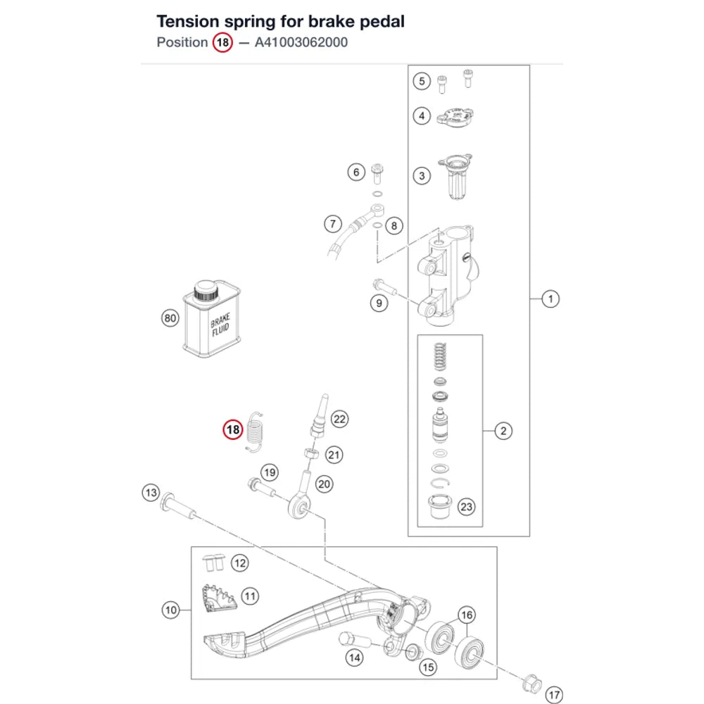 Tension spring for brake pedal