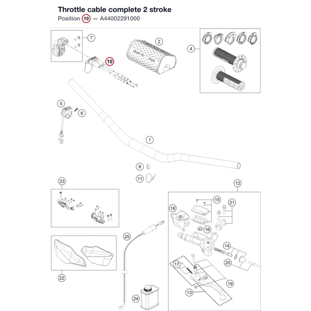 Throttle cable complete 2 stroke