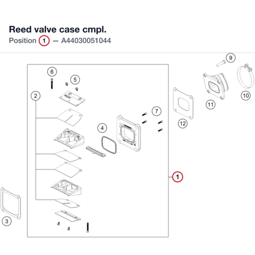 Reed valve case cmpl.