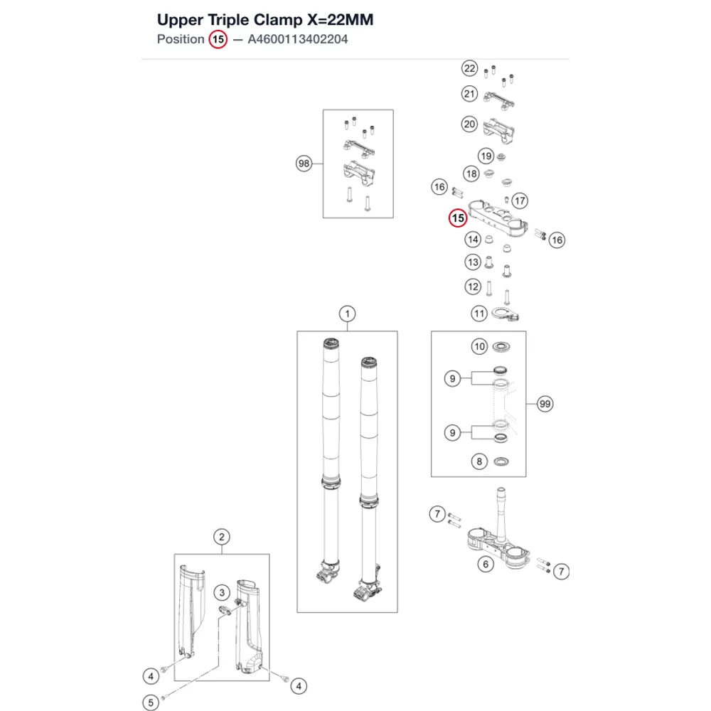 Upper Triple Clamp X=22MM