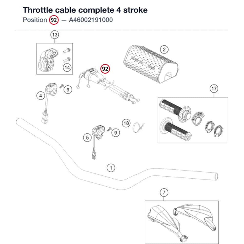 Throttle cable complete 4 stroke
