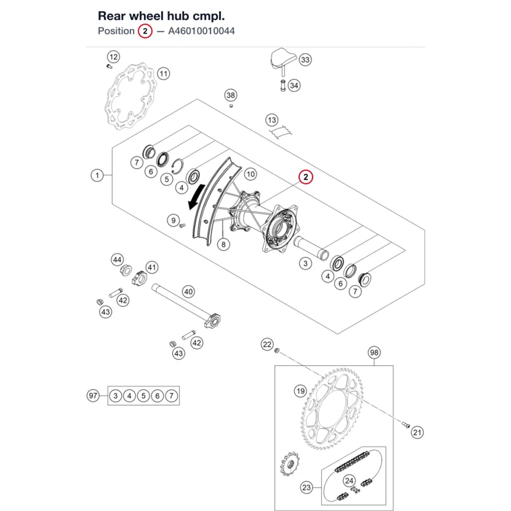 Rear wheel hub cmpl.