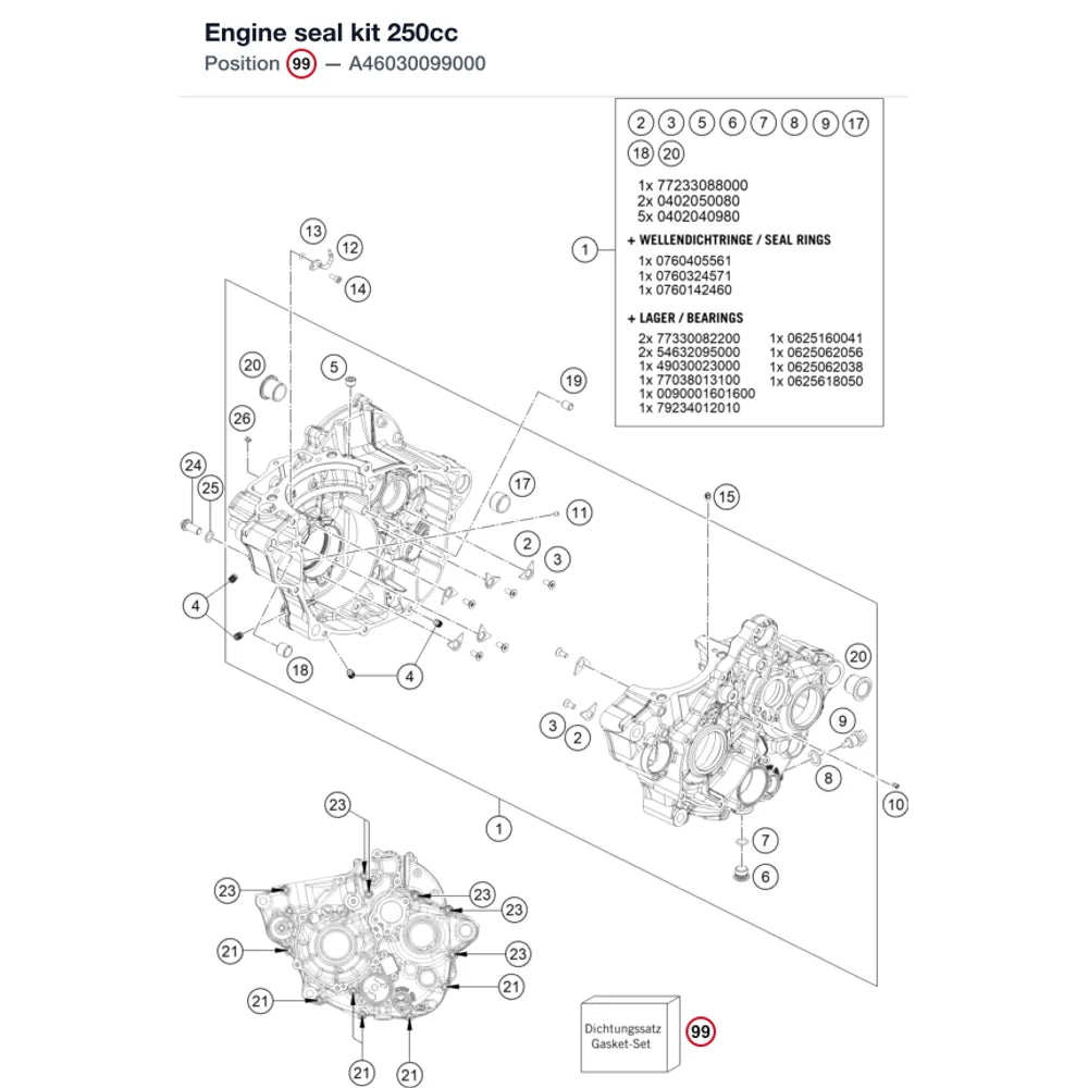 Engine seal kit 250cc