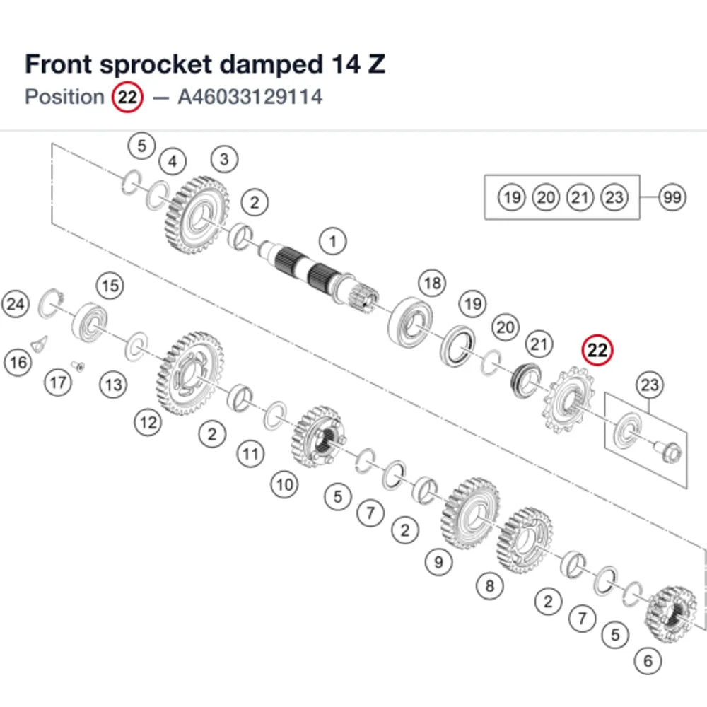 Front sprocket damped 14 Z
