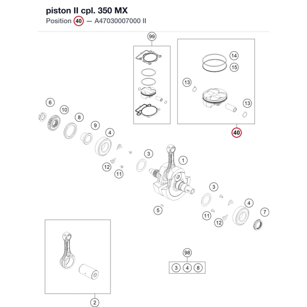 piston II cpl. 350 MX