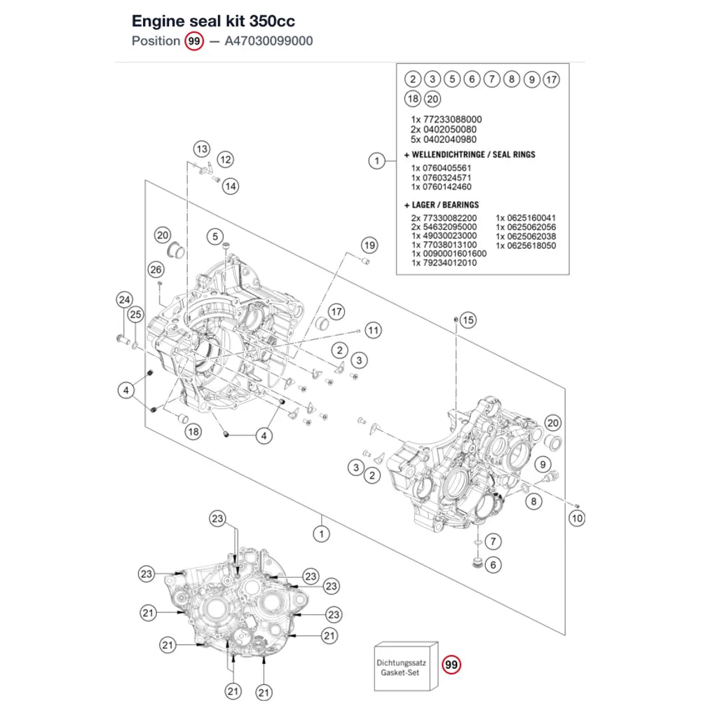 Engine seal kit 350cc