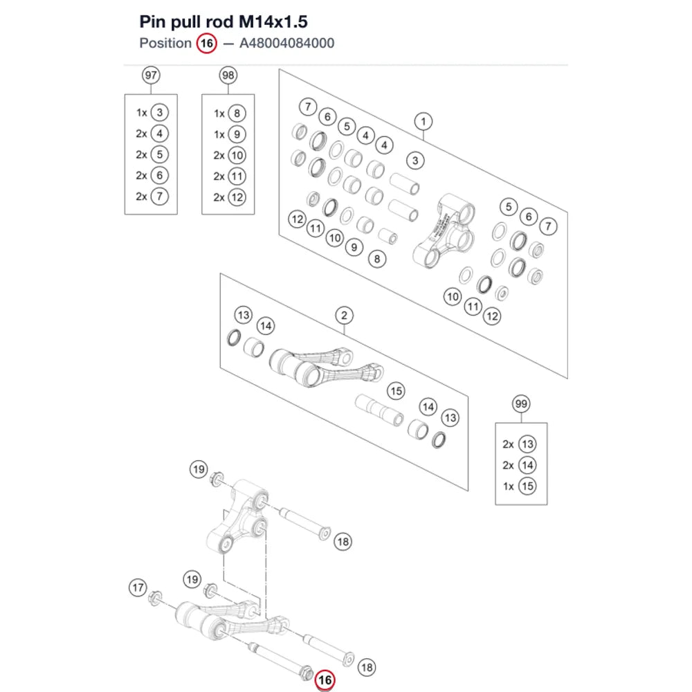 Pin pull rod M14x1.5