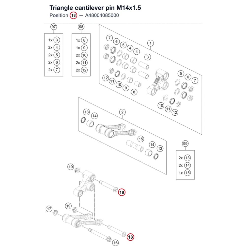 Triangle cantilever pin M14x1.5