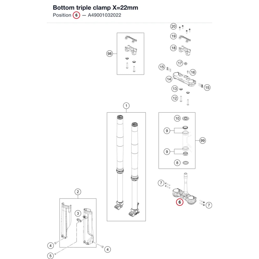 Bottom triple clamp X=22mm