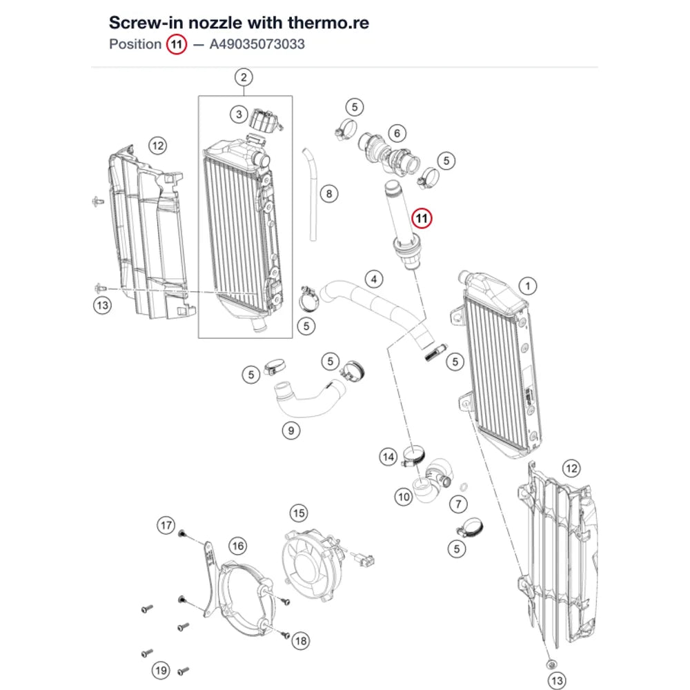 Screw-in nozzle with thermo.re