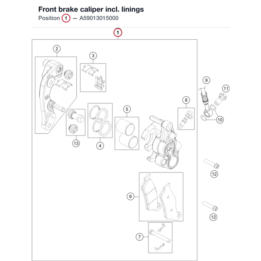 Front brake caliper incl. linings