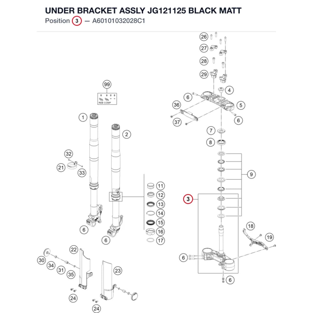 UNDER BRACKET ASSLY JG121125 BLACK MATT
